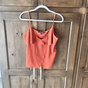 One Clothing Los Angeles-Rust Cami w/tie & Collared Ruffle Size L